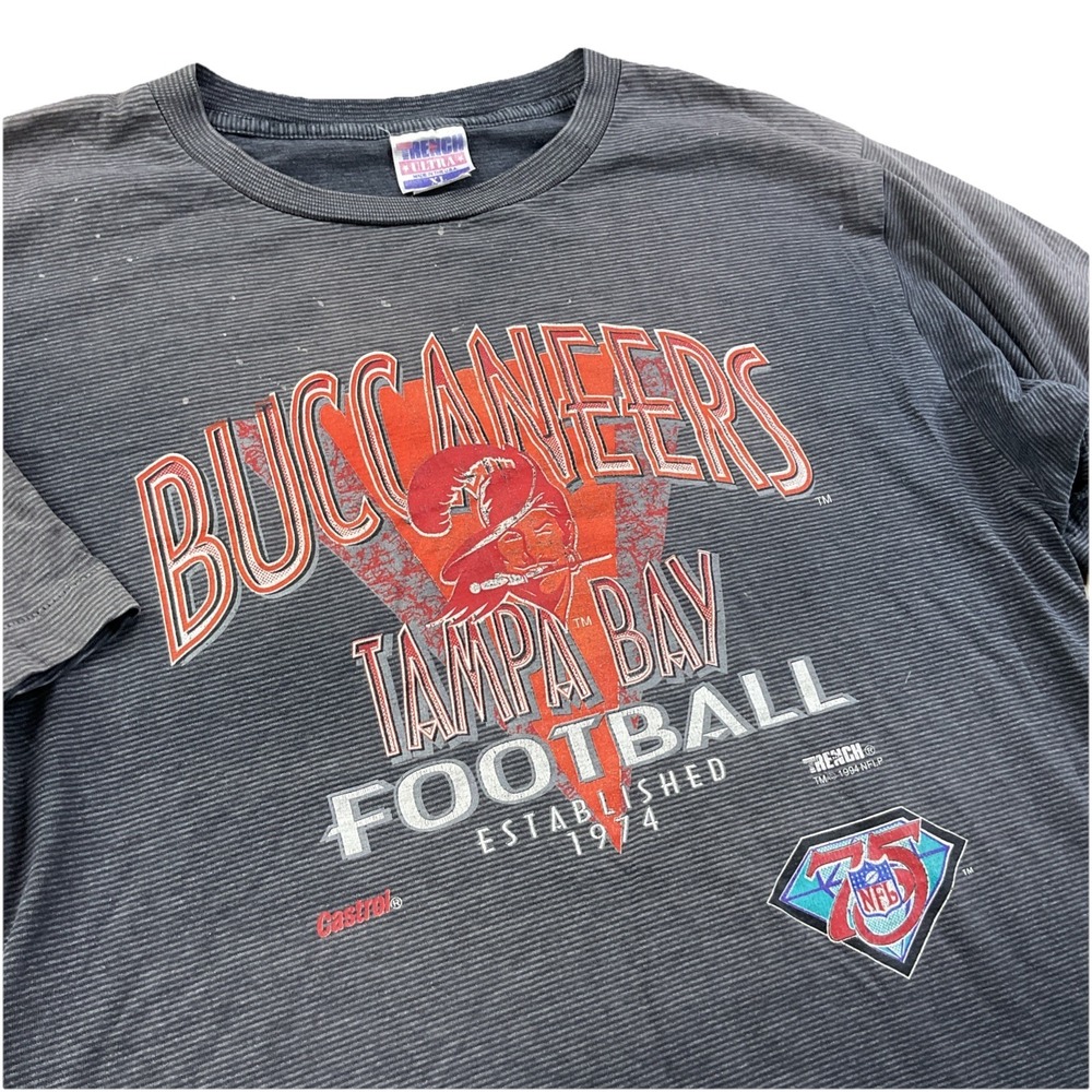 Vintage Tampa Bay Buccaneers‎ T-Shirt Trench 1994 Gray Striped XL Single Stitch